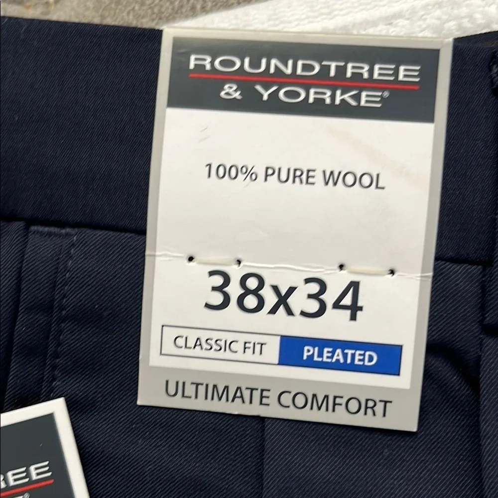 Roundtree & Yorke Blue Dress Pants Classic Fit